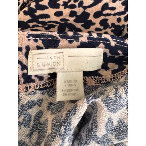 NEW 14th & UNION NORDSTROM Front Split Pink Adobe Animal Print Midi Skirt Size L - Picture 4 of 6